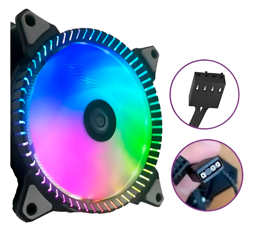 Ventoinha Knup Kcool KP-308 com LED RGB de 120" para Gabinete e CPU - Imagem 2