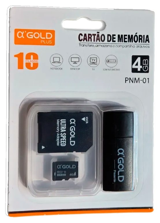 Cartão De Memória 4 Gb Micro Sd Com Adaptador Usb