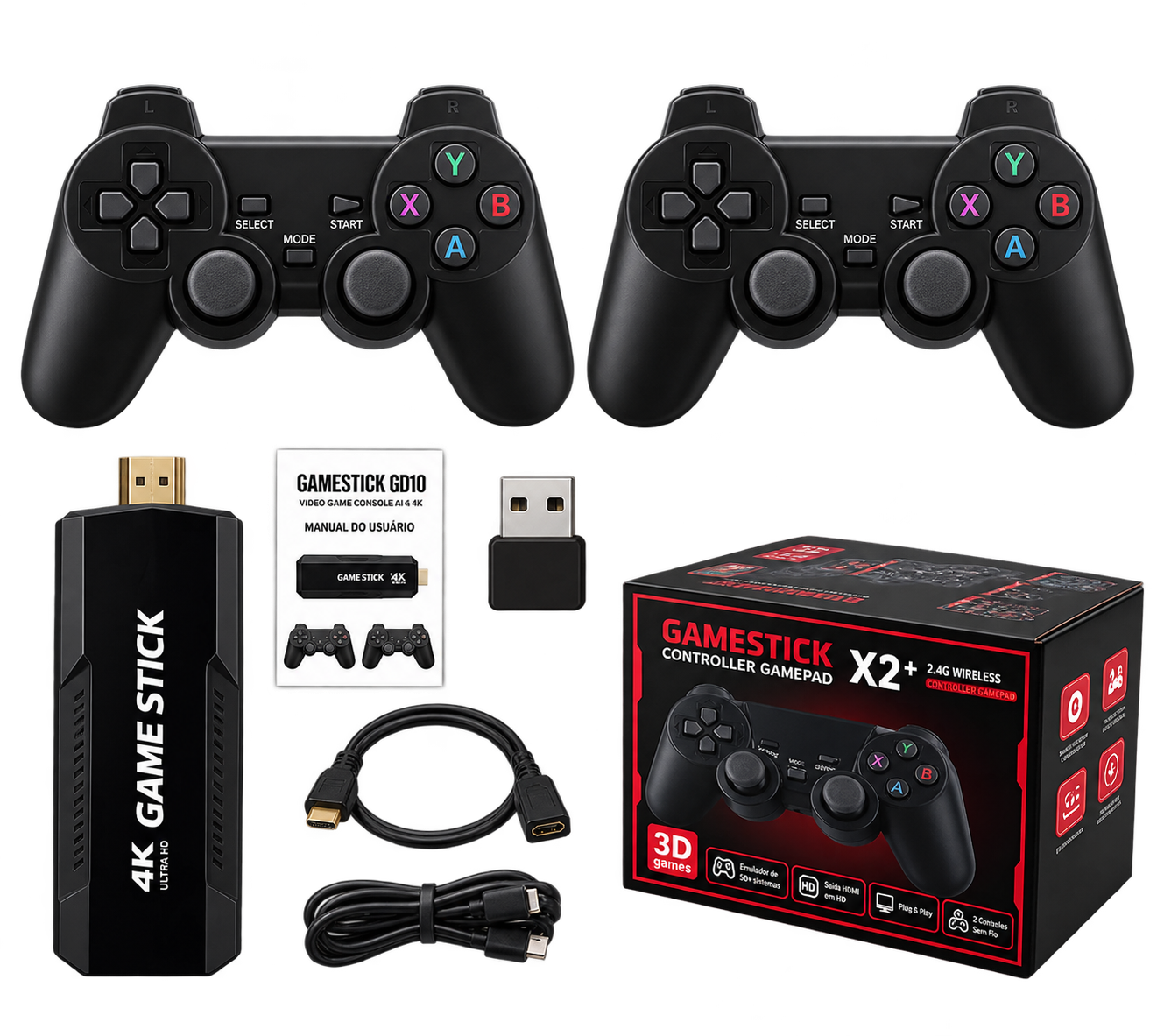 Game Stick Retro X2, 64GB, 35000 Jogos + 2 Controles Sem Fio - Imagem 2