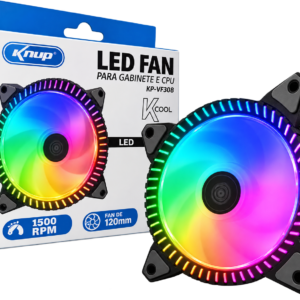 Ventoinha Knup Kcool KP-308 com LED RGB de 120" para Gabinete e CPU